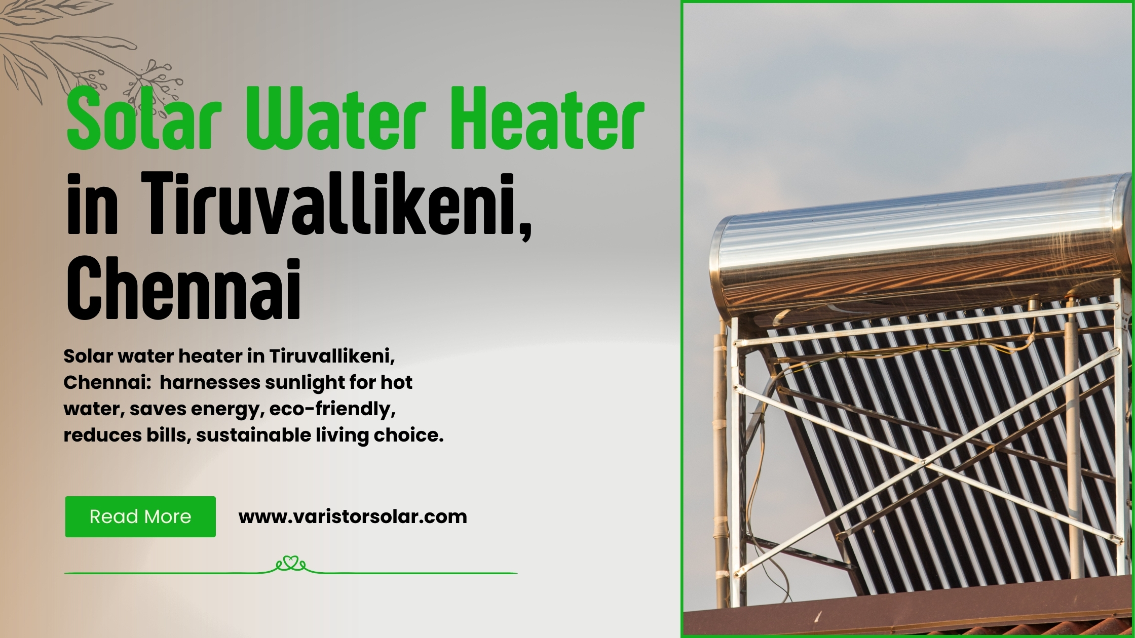 Best Solar Water Heater in Tiruvallikeni, Chennai